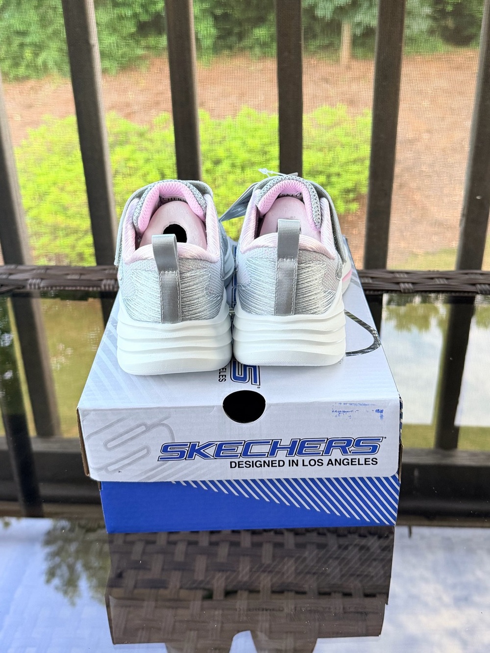 Skechers Girls' Light Pink and Silver Slip-On Athletic Sneakers Size 12 NWT - Picture 4 of 9
